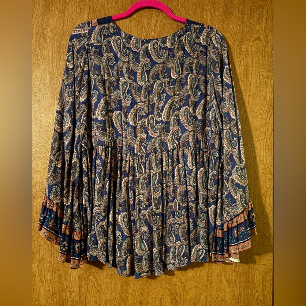 Angie Women's Boho Paisley Blouse Medium - Picture 3 of 4